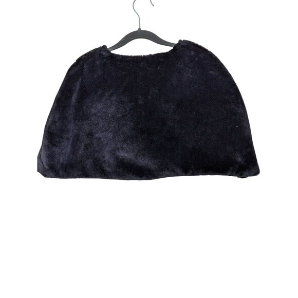 Girls XXL Faux Fur Black Capelet Wrap Shrug Holiday Event Formal Bow Soft - Picture 3 of 5